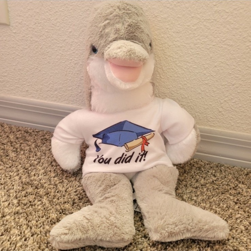 The Bear Factory Dolphin Plush Unisex OS Grey Graduation You‎ Did It